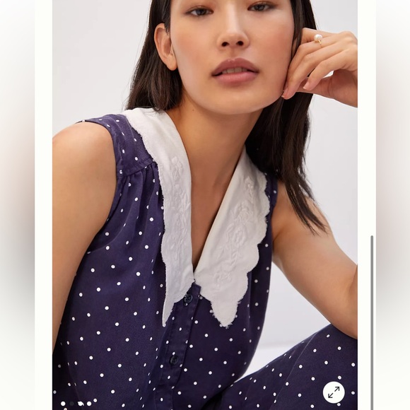 Maeve | Anthropologie Wide-Leg Jumpsuit Polka Dot Size Large - Picture 3 of 11